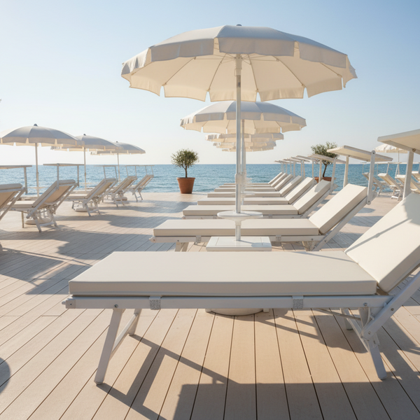 Materassino professionale per stabilimenti balneari Arketicom con ganci in skay marino