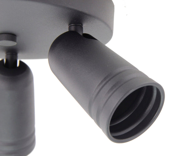 Zwarte Chericoni Spero plafondspot, geschikt voor 3 GU10 lichtbronnen, Ø6 cm.