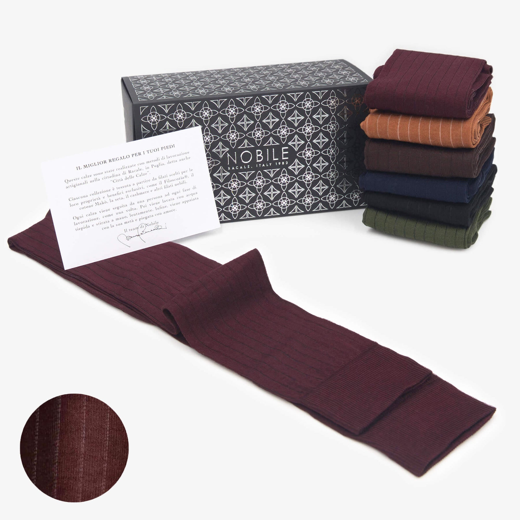 Box of 6 Long Men's Chiffon Ribbed Socks in Filoscozia® - Mixed Colors
