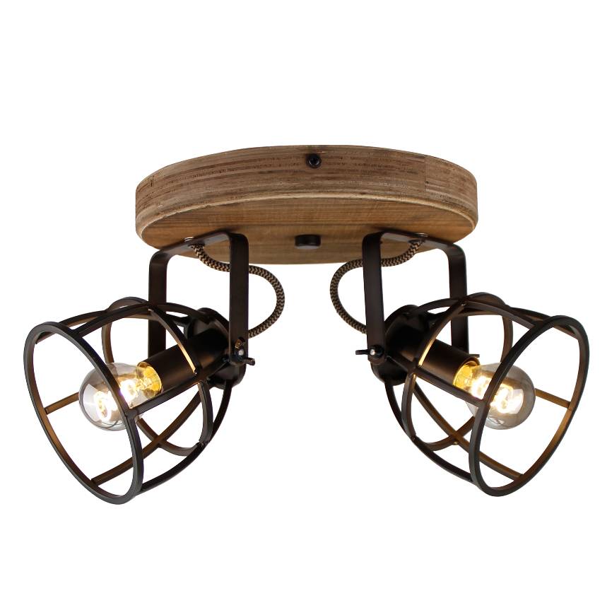 Dubbele zwarte Chericoni Aperto plafondspot, 2 lichts, Ø12 cm, E14 fitting, voor een modern interieur.