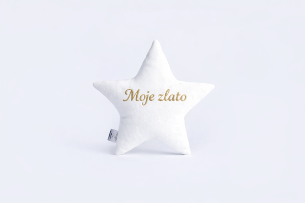 Cotton Velvet Decorative Star Cushion - My Gold - White