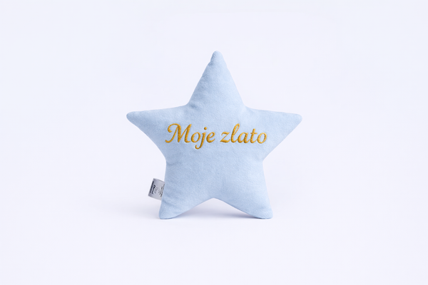 Cotton Velvet Decorative Star Cushion - My Gold - Light Blue
