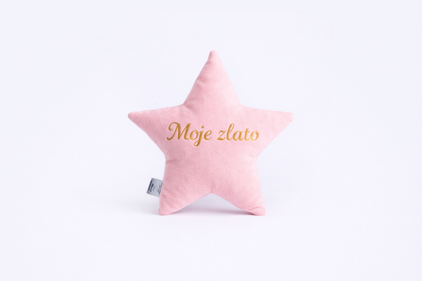 Cotton Velvet Decorative Star Cushion - My Gold - Pink