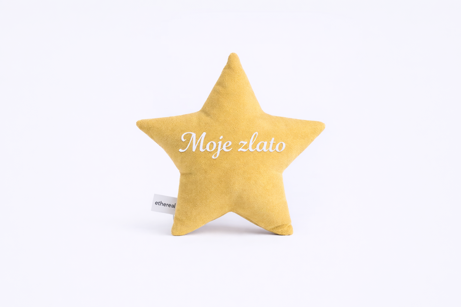 Cotton Velvet Decorative Star Cushion - My Gold - Mustard Yellow