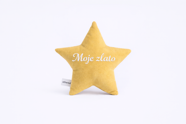 Cotton Velvet Decorative Star Cushion - My Gold - Mustard Yellow