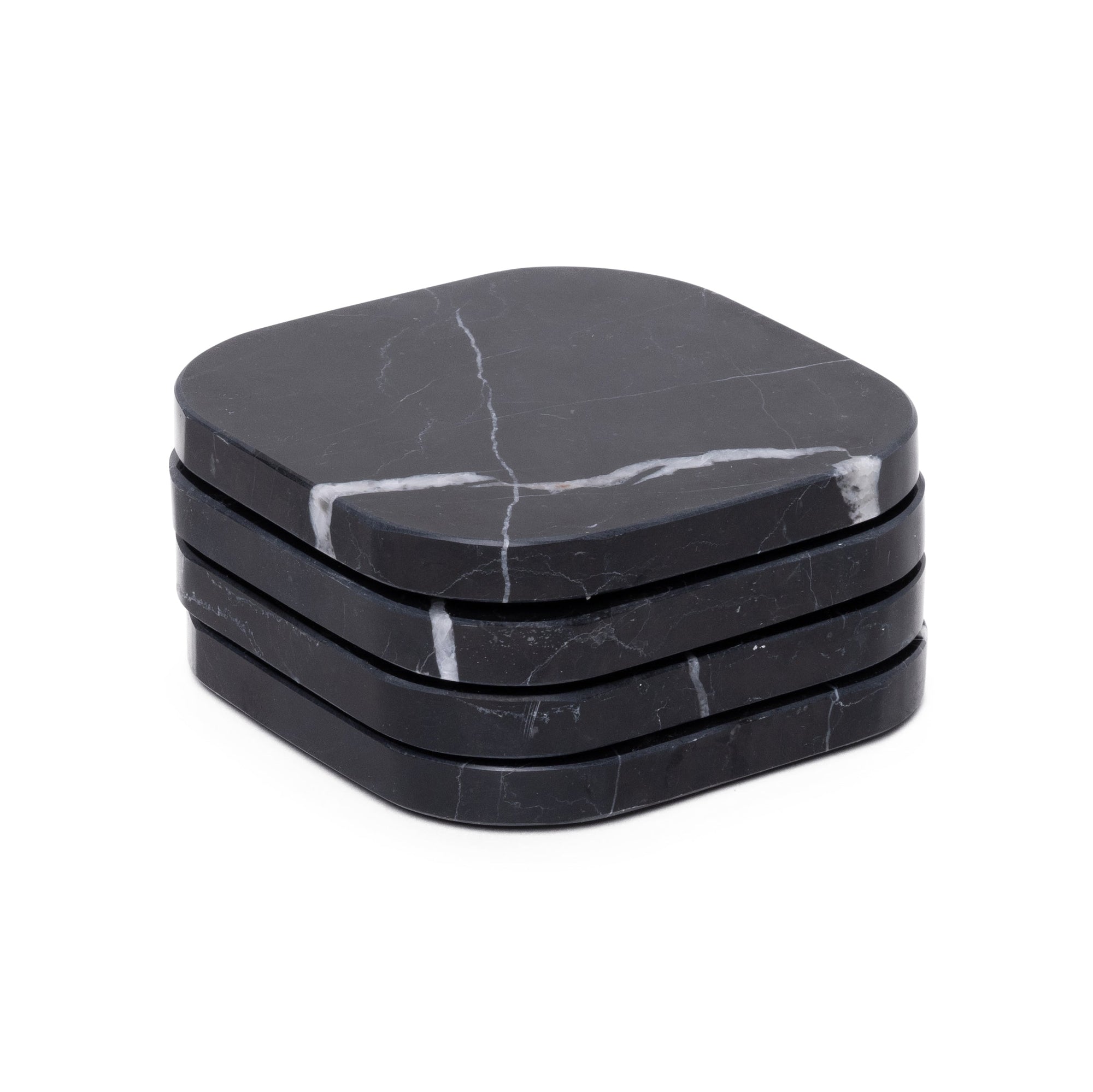 Marble Coaster - Organic - Black Set of 4 Pieces - 10x10x1cm