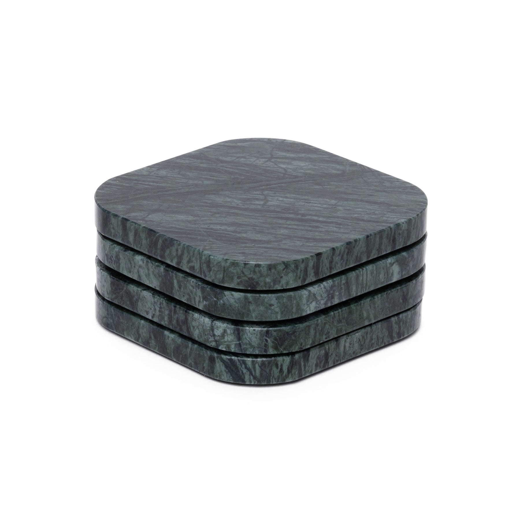 Posavasos de Mármol - Orgánico - Verde Set de 4 Piezas - 10x10x1cm