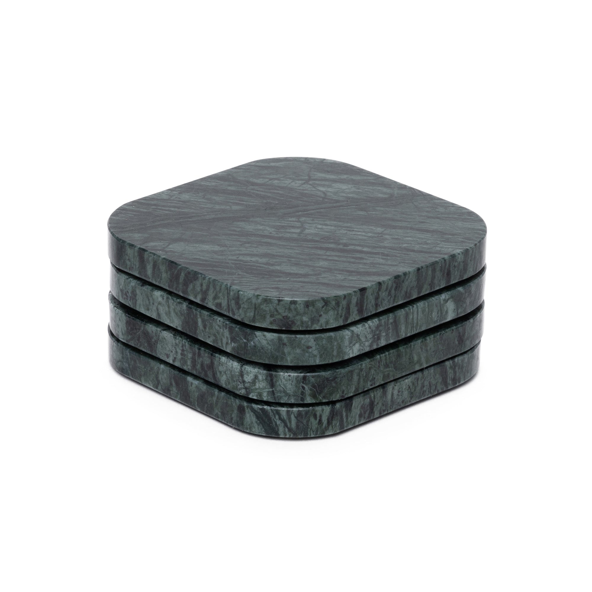 Posavasos de Mármol - Orgánico - Verde Set de 4 Piezas - 10x10x1cm