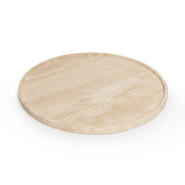 Kulatý travertinový tác s okrajem 45 cm