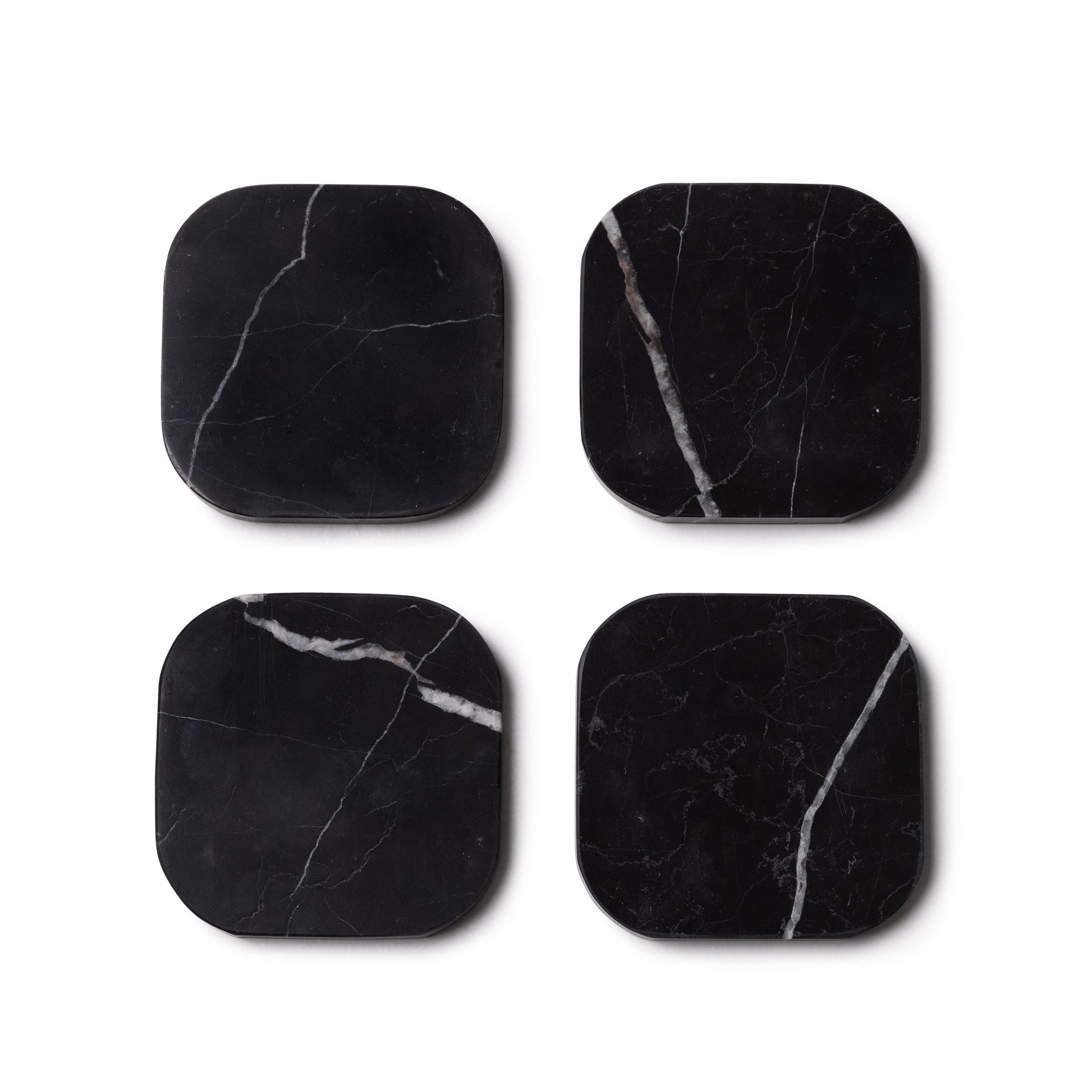 Marble Coaster - Organic - Black Set of 4 Pieces - 10x10x1cm