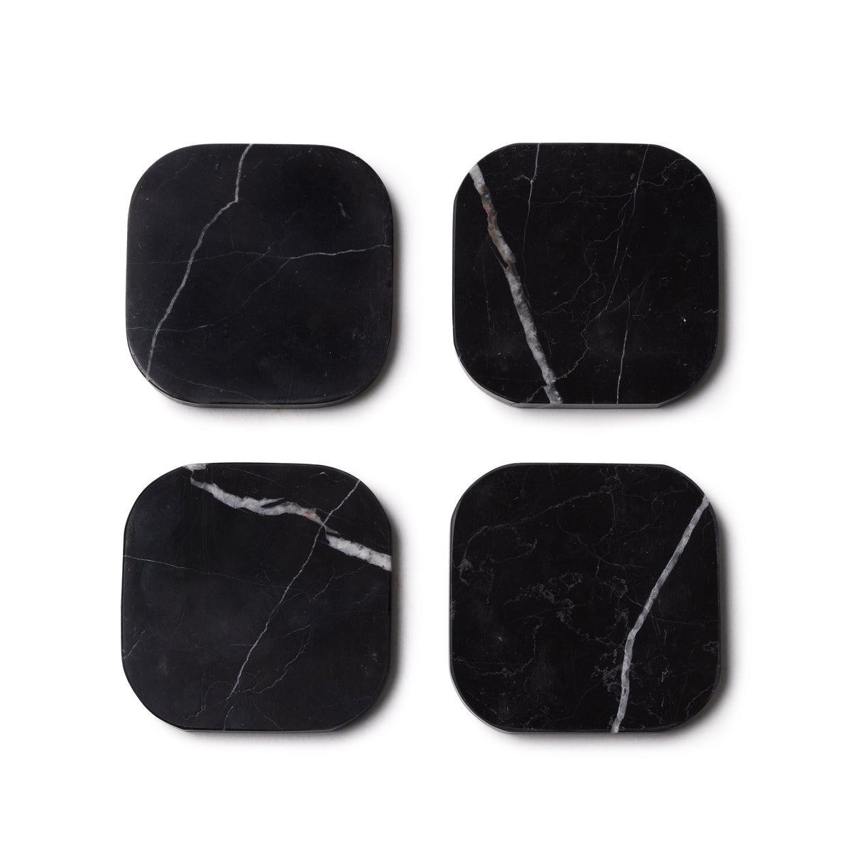 Marble Coaster - Organic - Black Set of 4 Pieces - 10x10x1cm