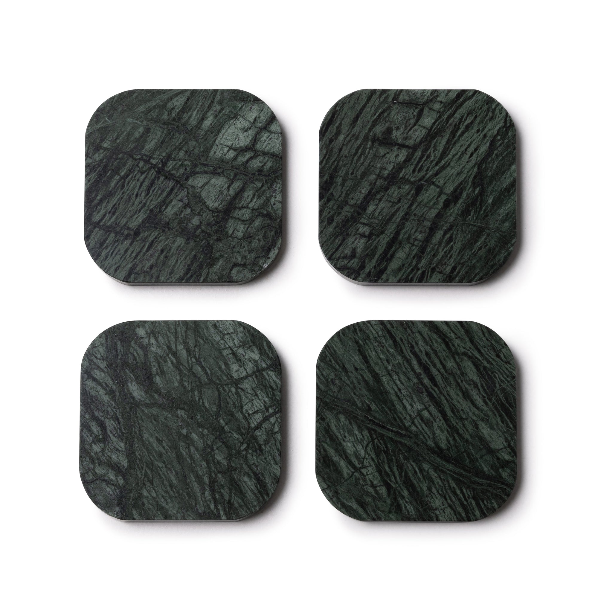 Posavasos de Mármol - Orgánico - Verde Set de 4 Piezas - 10x10x1cm