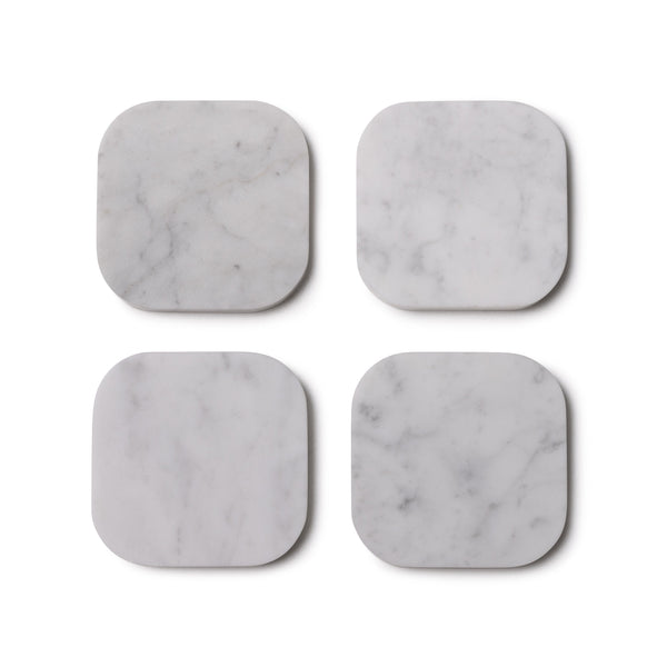Sousplat de Mármore - Orgânico - Branco Conjunto com 4 Peças - 10x10x1cm
