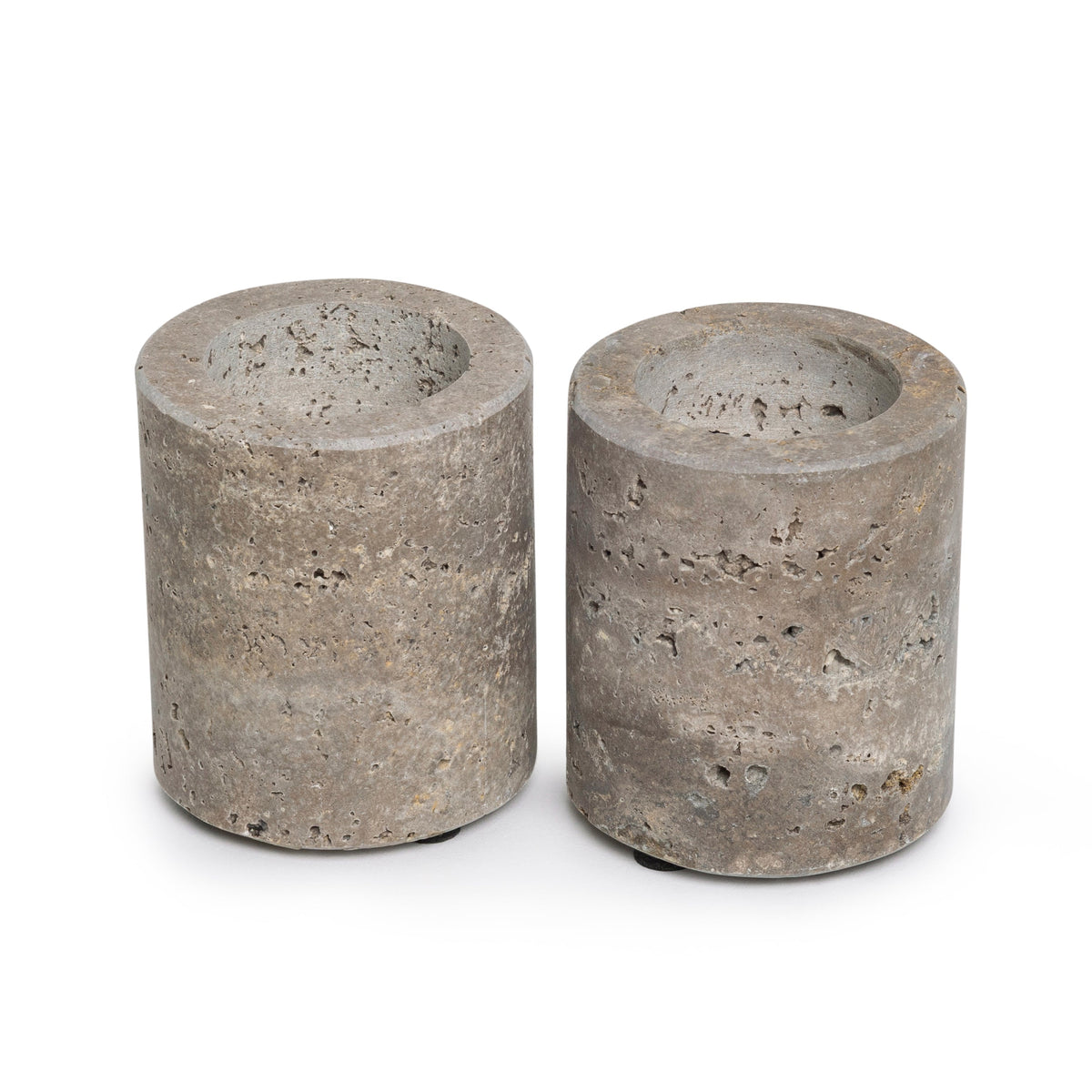 Titanium Travertine Tealight Holder M Ø6x7cm