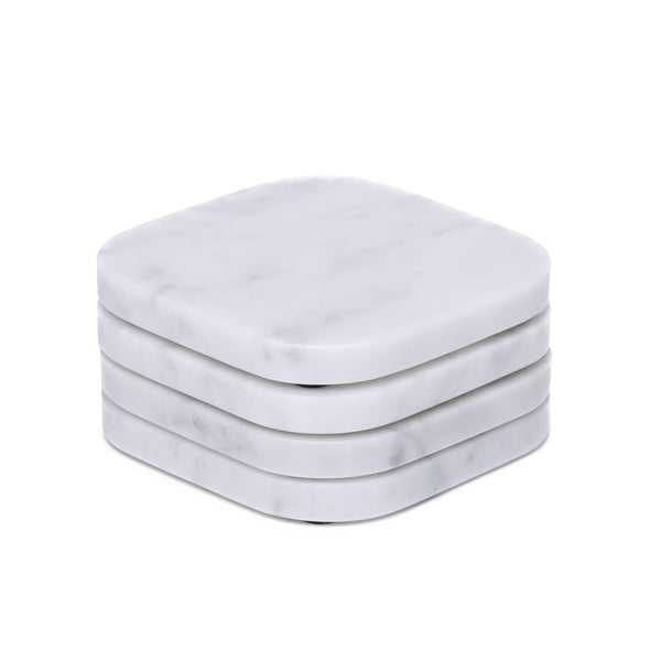 Marmorni podstavek - organski - bel set 4 kosov - 10x10x1cm