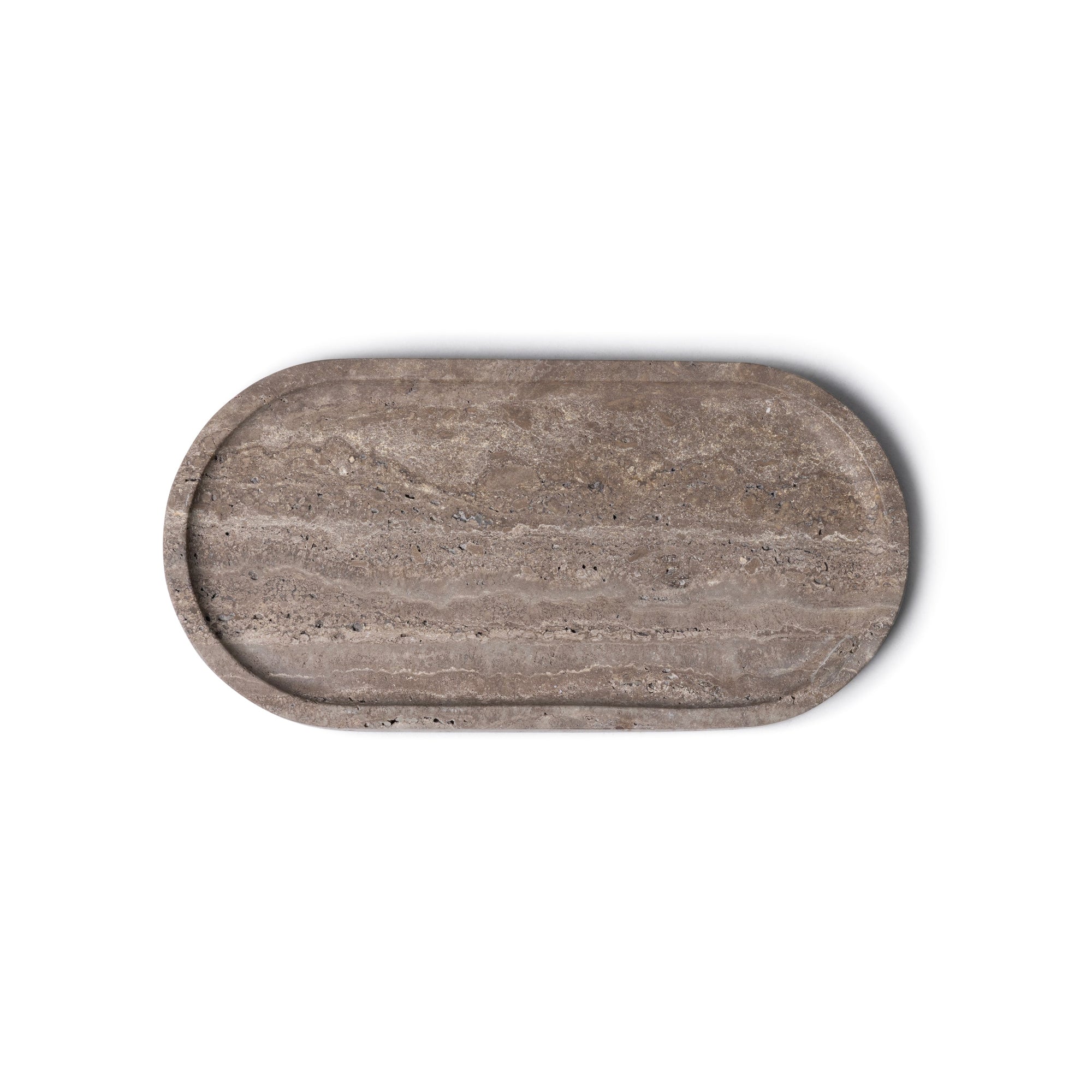 Vassoio ovale in travertino titanio 30x15cm