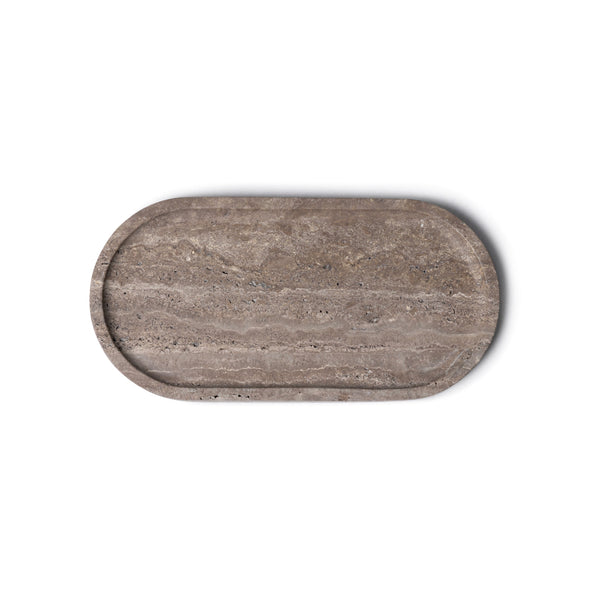 Vassoio ovale in travertino titanio 30x15cm