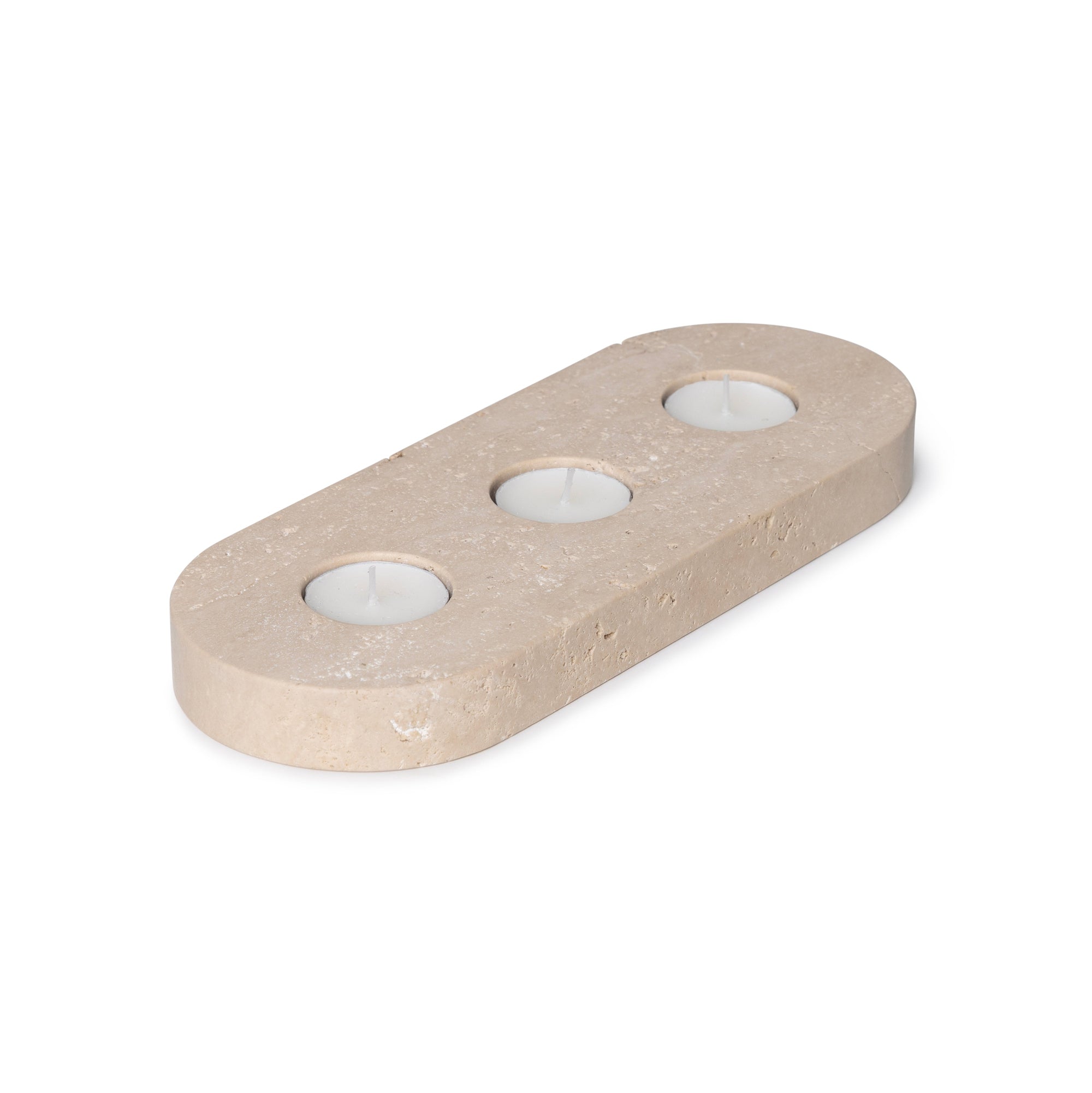 Travertine tealight holder set of 3