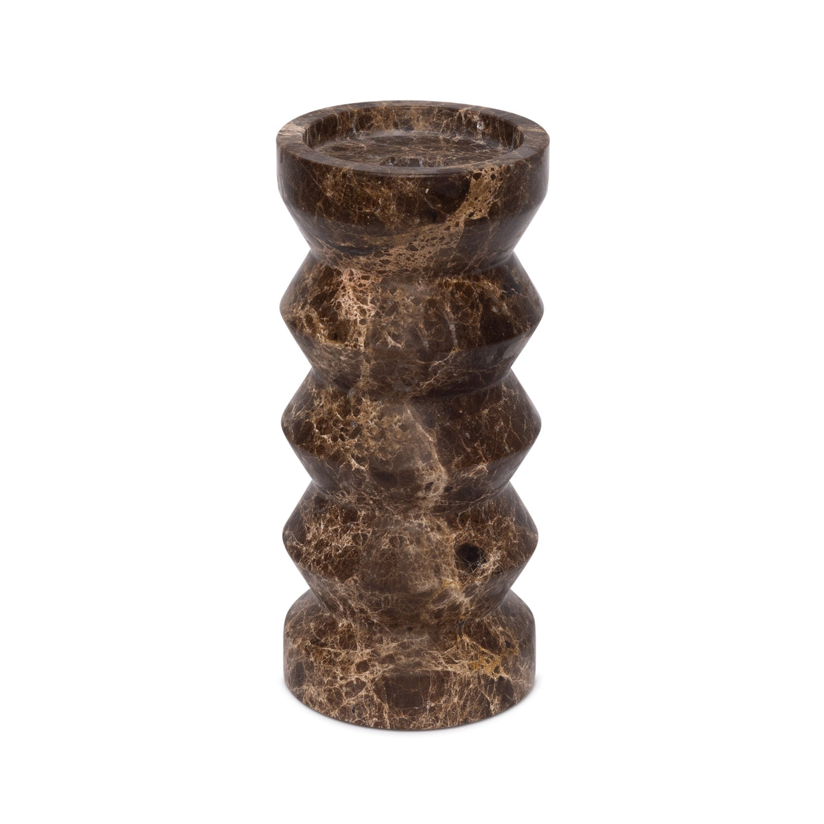 Rhombus Candle Holder Dark Emperador H20x9cm