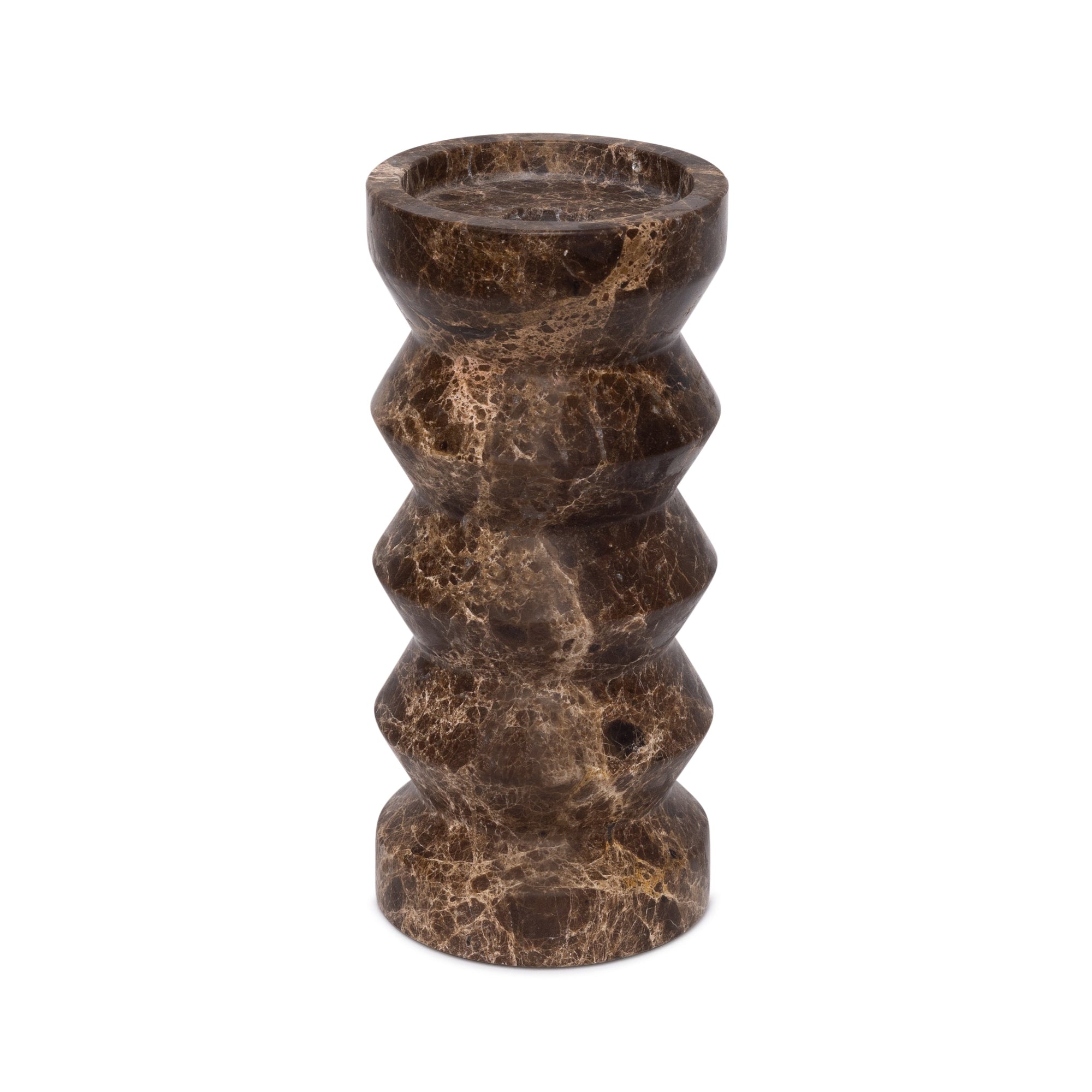 Rhombus Candle Holder Dark Emperador H20x9cm