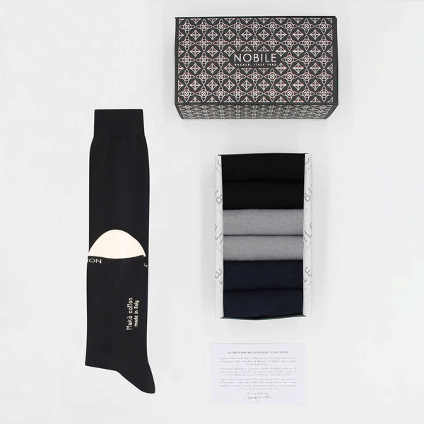Soft basics - Box of 6 long socks in Makò cotton