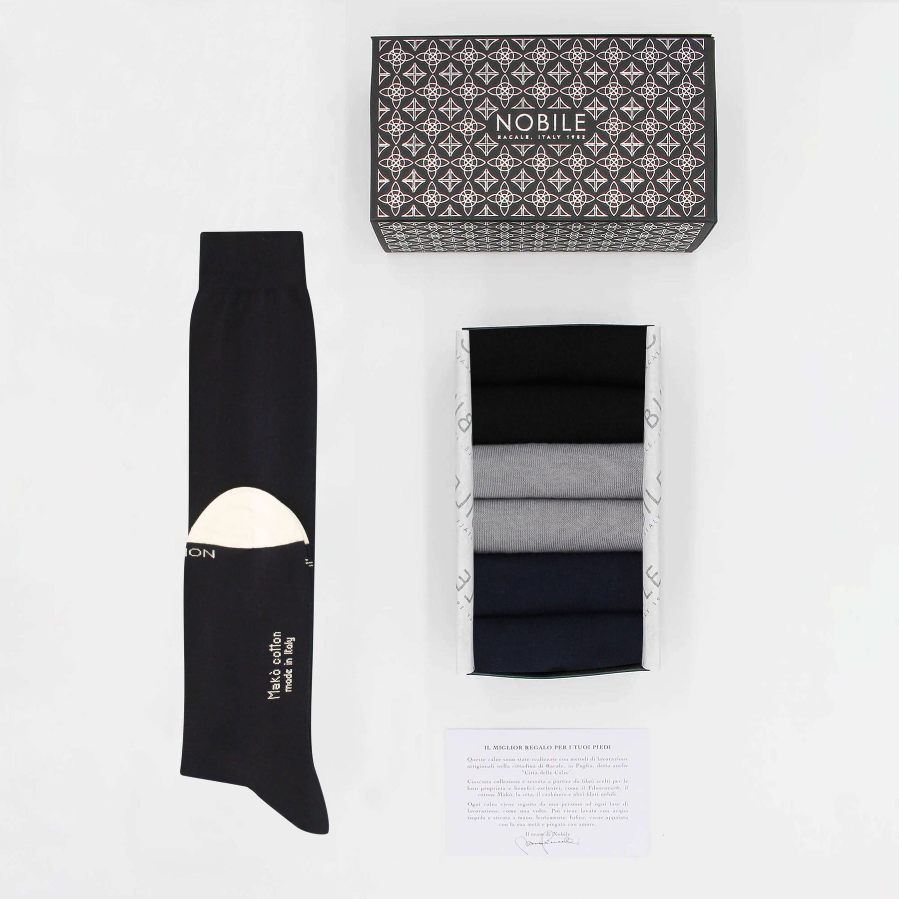 Soft basics - Box of 6 long socks in Makò cotton