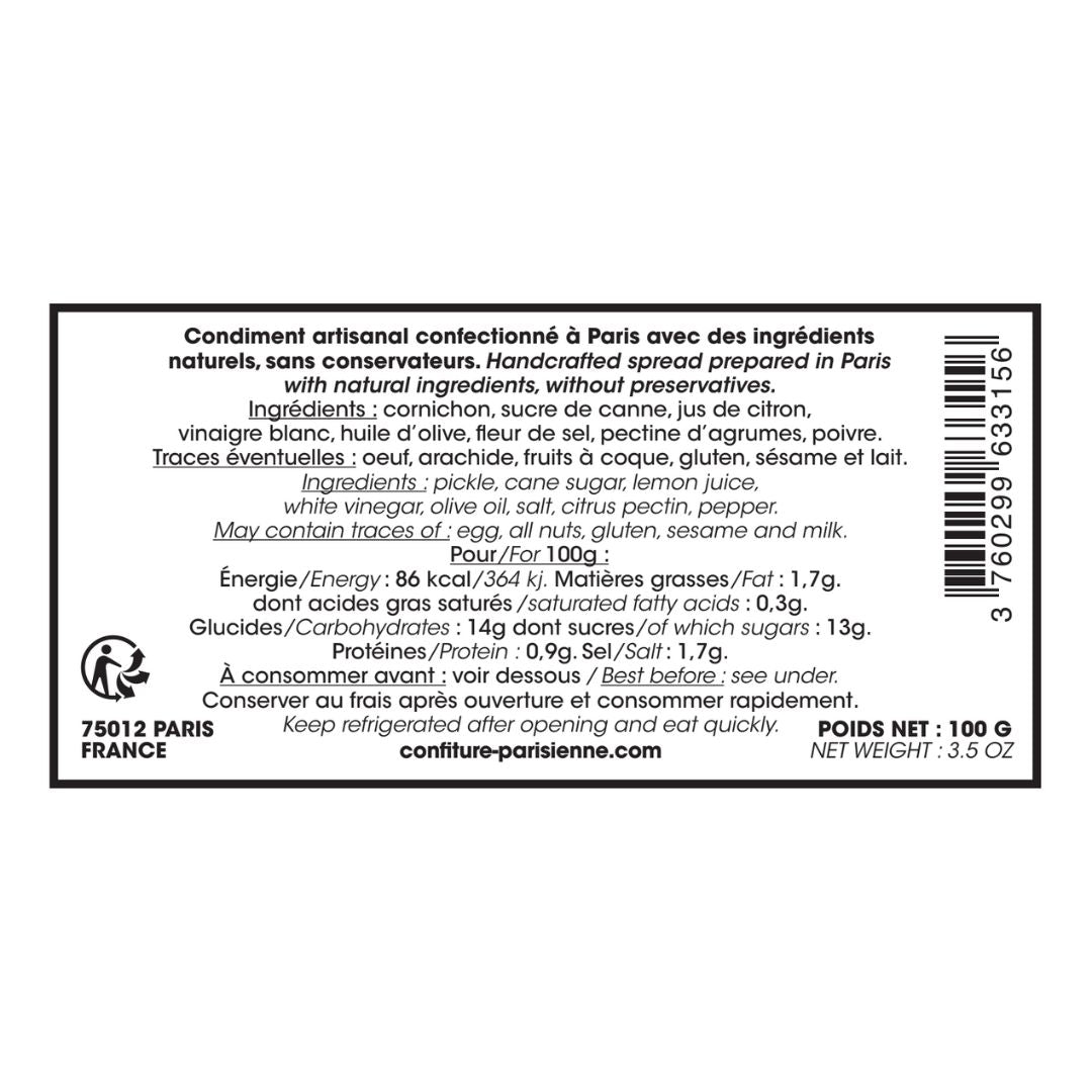 Confiture Parisienne - Chutney de Cornichon 100G