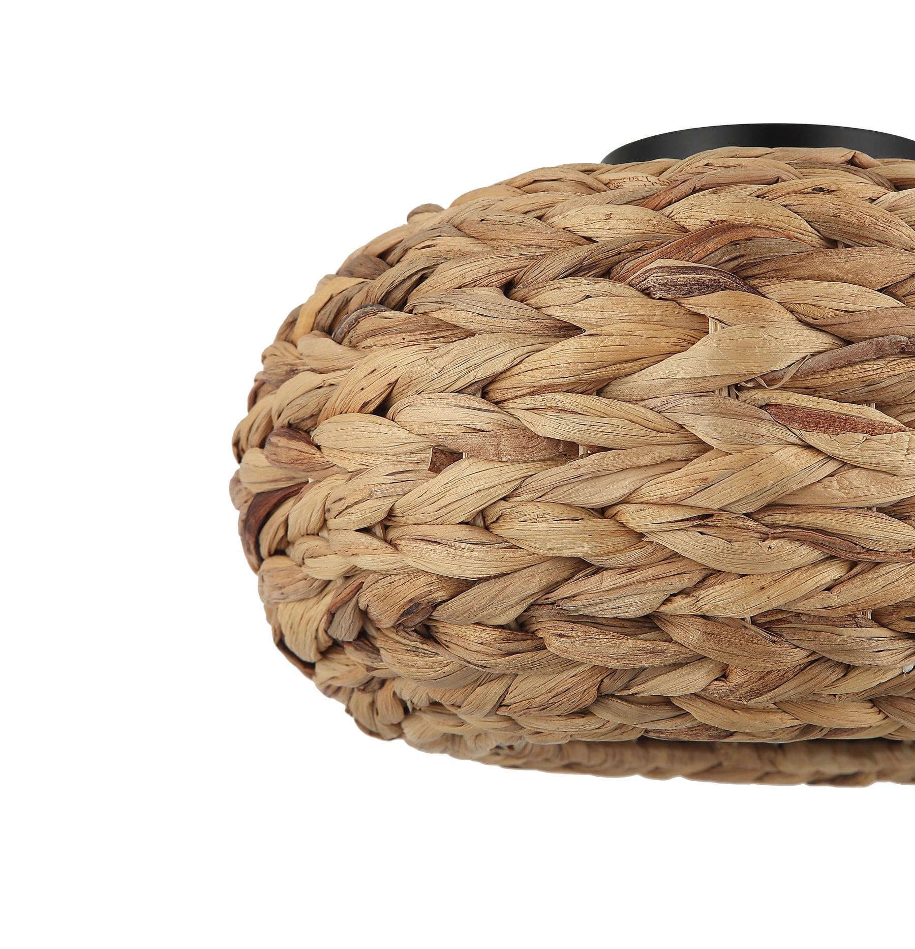 Nature Treccia plafondlamp 1 licht close-up van bamboeafwerking en ontwerpdetails.
