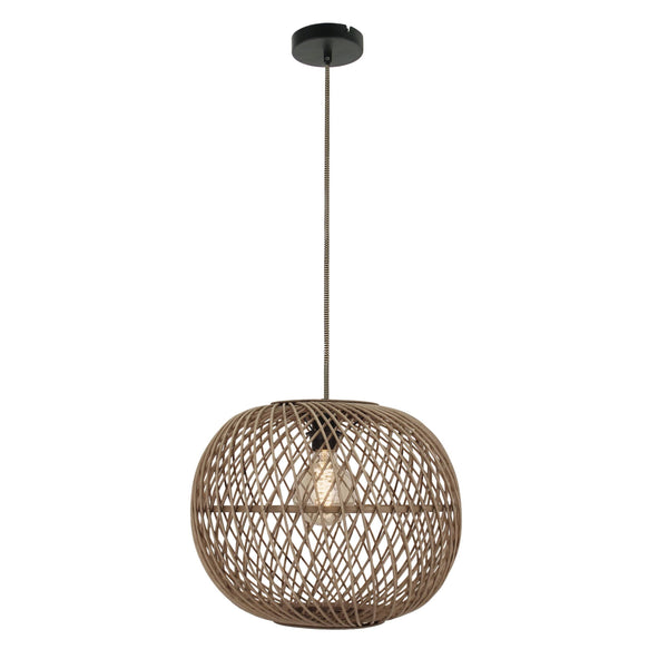 Chericoni Nature Diagonaal Ronde Hanglamp, Ø50 cm, natuur hout, geschikt voor E27 lampen.
