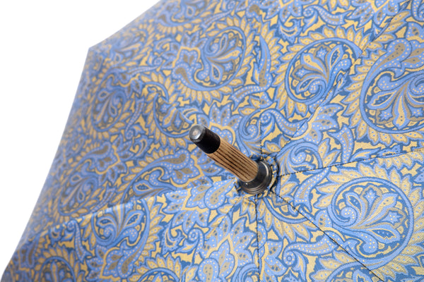 Mario Talarico Blue Umbrella in Paisley Pattern Made of Hickory Wood