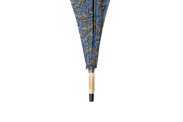 Mario Talarico Blue Umbrella in Paisley Pattern Made of Hickory Wood