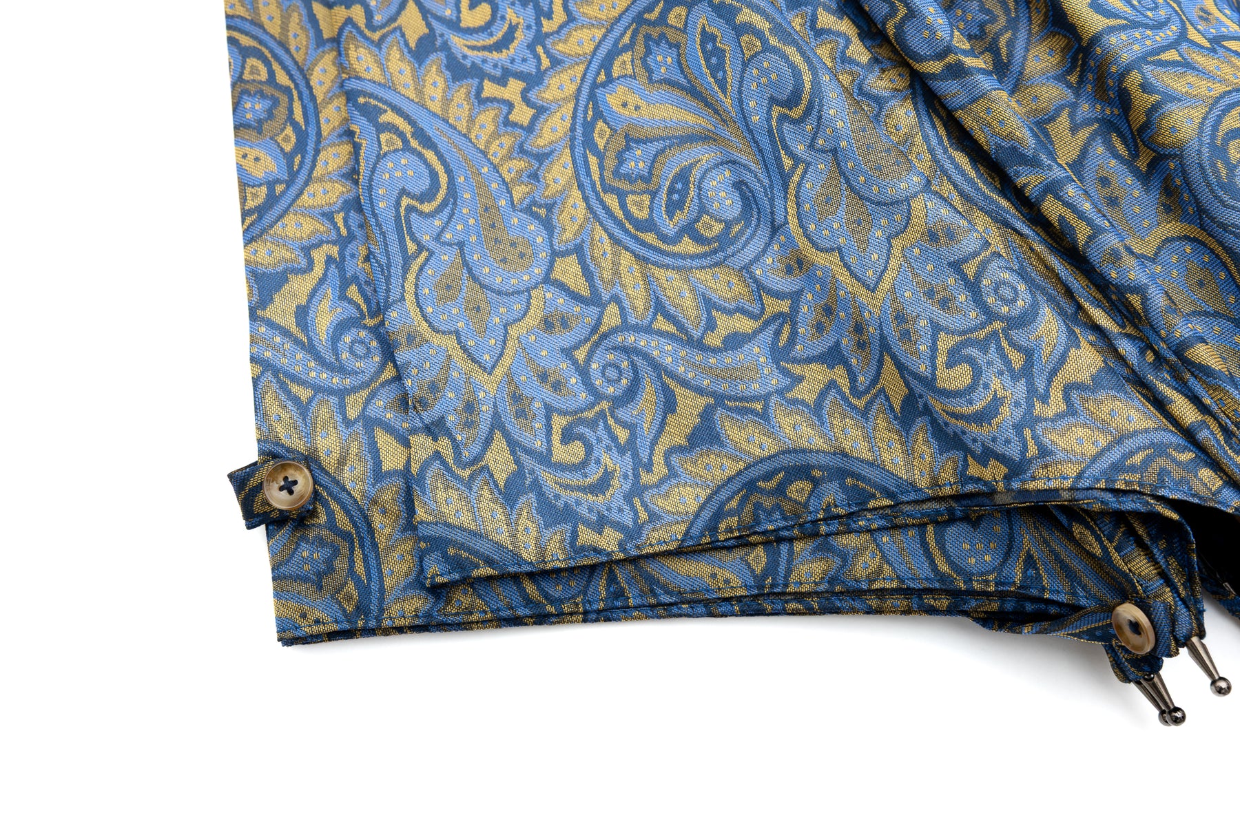 Mario Talarico Blue Umbrella in Paisley Pattern Made of Hickory Wood