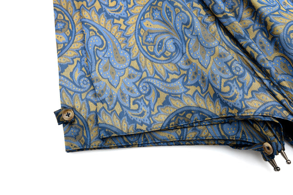 Mario Talarico Blue Umbrella in Paisley Pattern Made of Hickory Wood