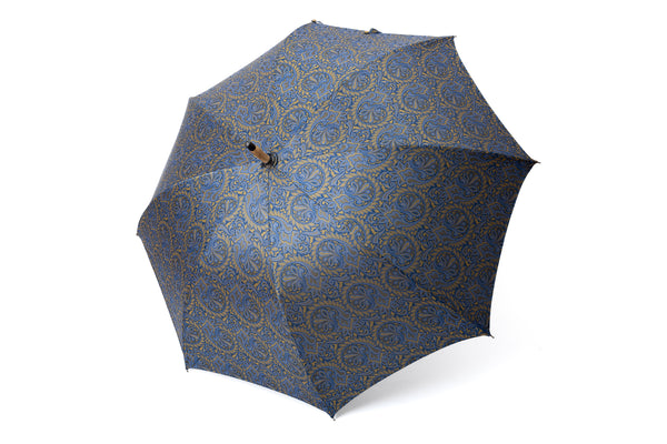Mario Talarico Blue Umbrella in Paisley Pattern Made of Hickory Wood