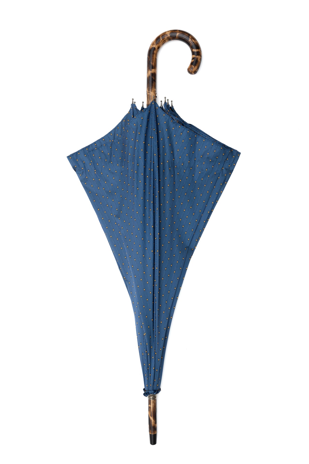 Mario Talarico Blue Umbrella with Yellow Polka Dots in Hickory Wood