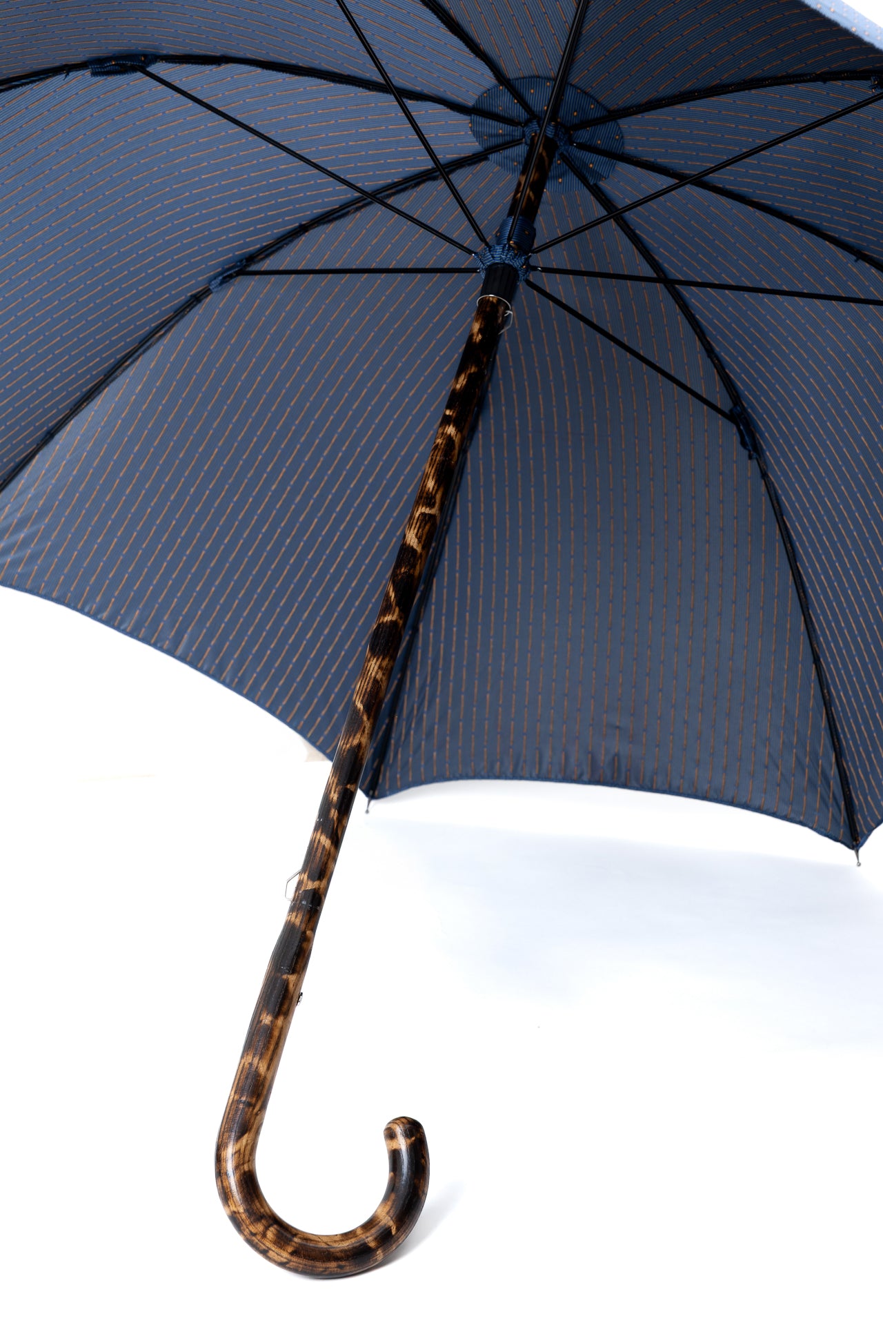 Mario Talarico Blue Umbrella with Yellow Polka Dots in Hickory Wood
