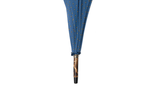Mario Talarico Blue Umbrella with Yellow Polka Dots in Hickory Wood