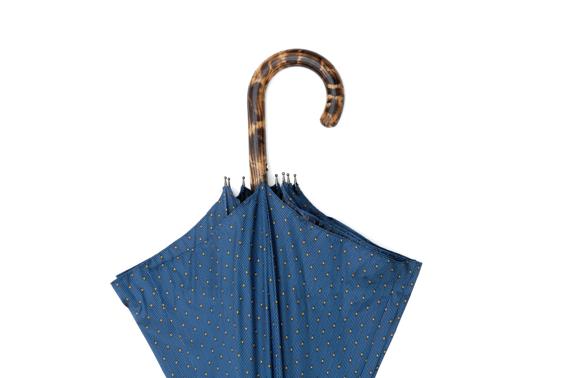 Mario Talarico Blue Umbrella with Yellow Polka Dots in Hickory Wood