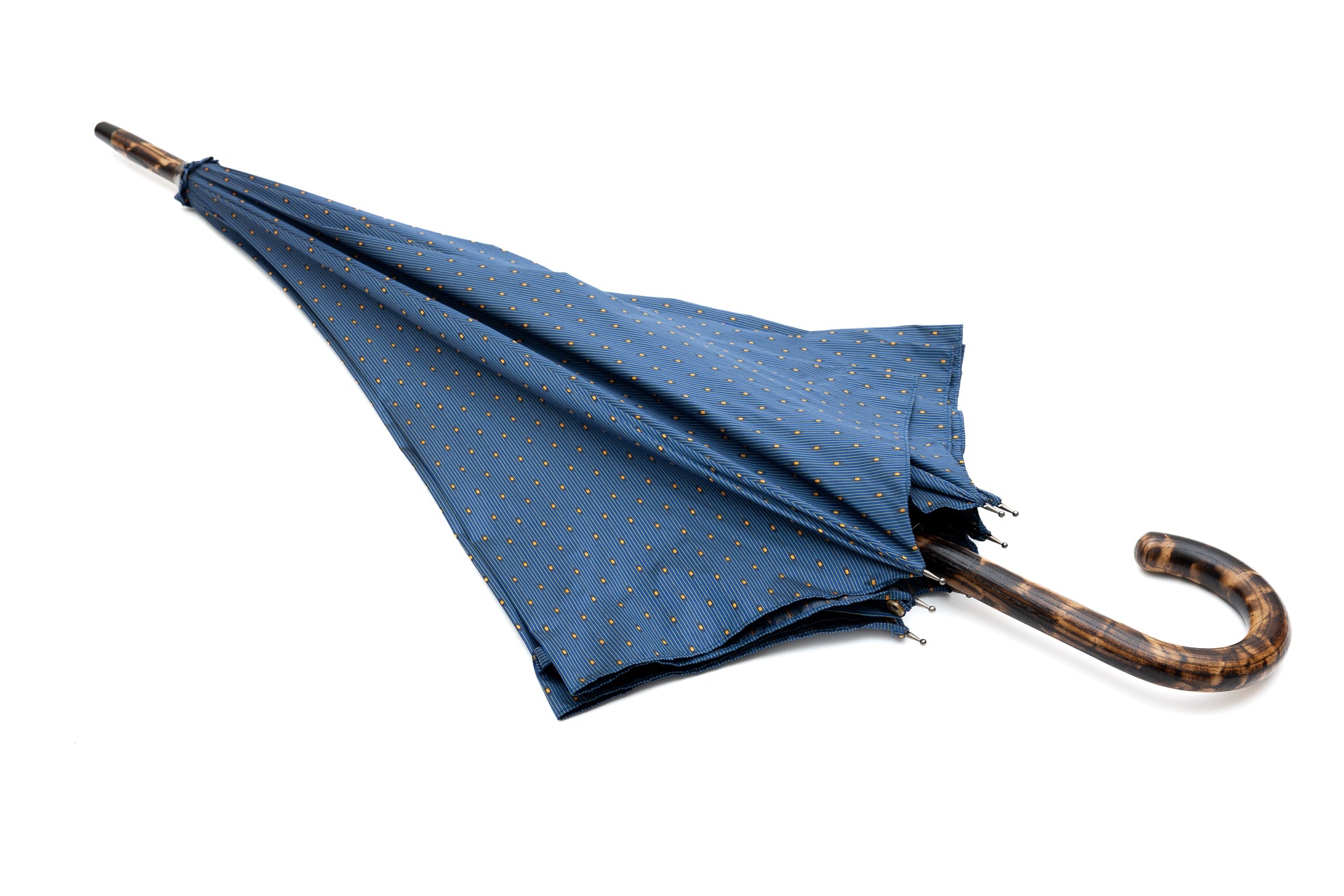 Mario Talarico Blue Umbrella with Yellow Polka Dots in Hickory Wood