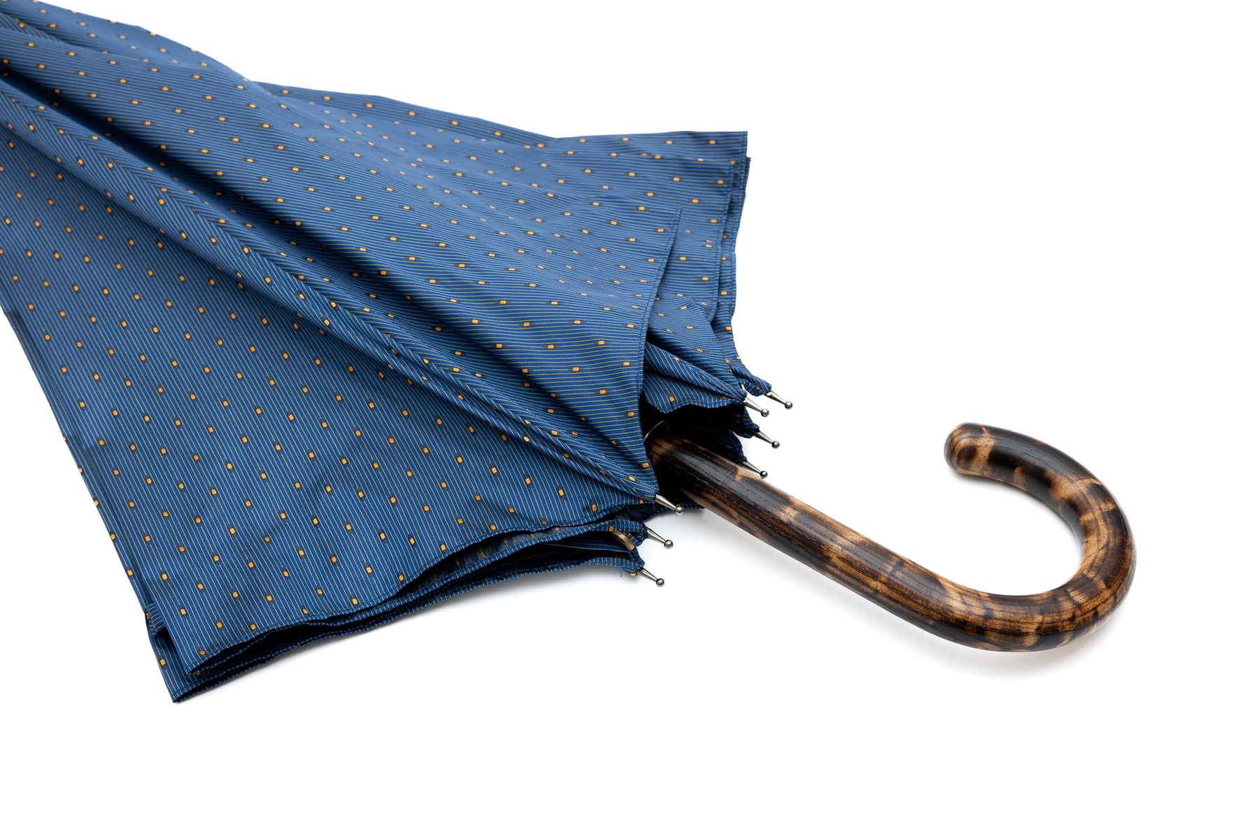 Mario Talarico Blue Umbrella with Yellow Polka Dots in Hickory Wood