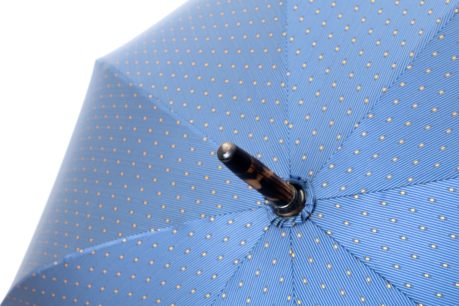 Mario Talarico Blue Umbrella with Yellow Polka Dots in Hickory Wood