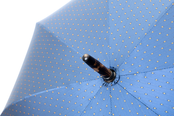 Mario Talarico Blue Umbrella with Yellow Polka Dots in Hickory Wood