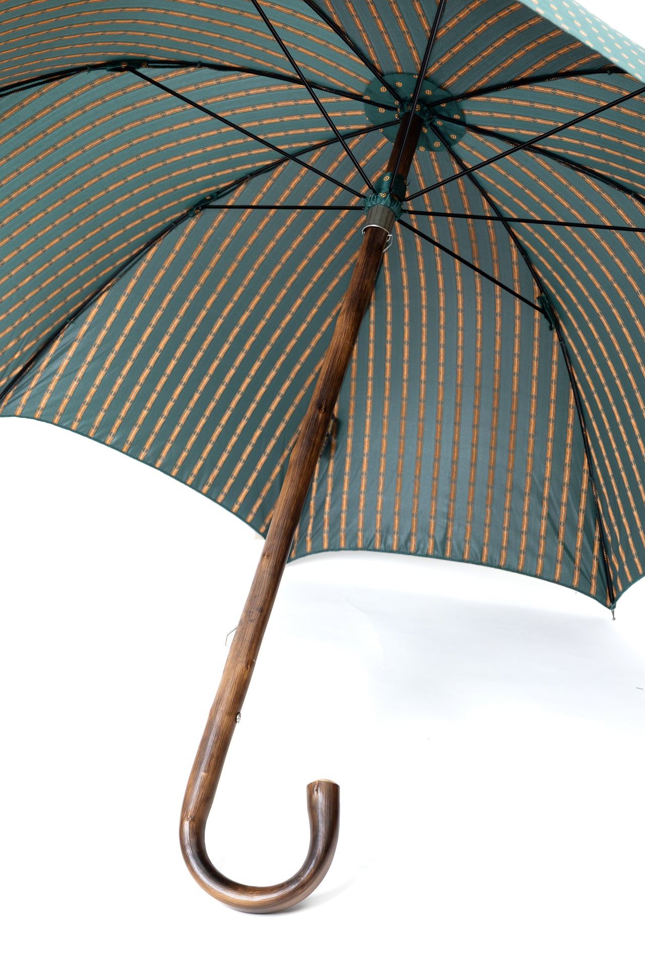 Mario Talarico Umbrella in Petrol Green with Chestnut Wood Pattern