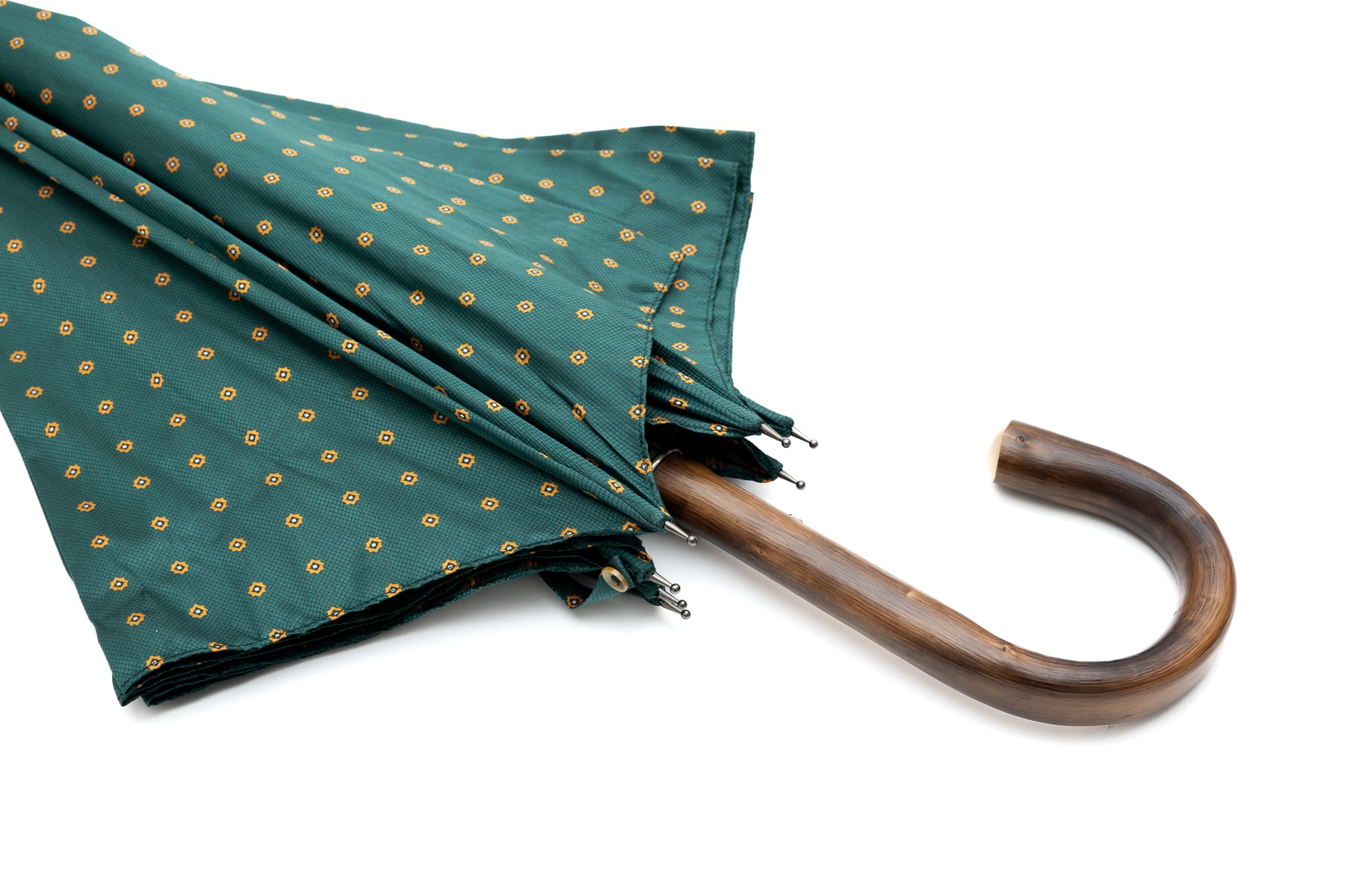 Mario Talarico Umbrella in Petrol Green with Chestnut Wood Pattern