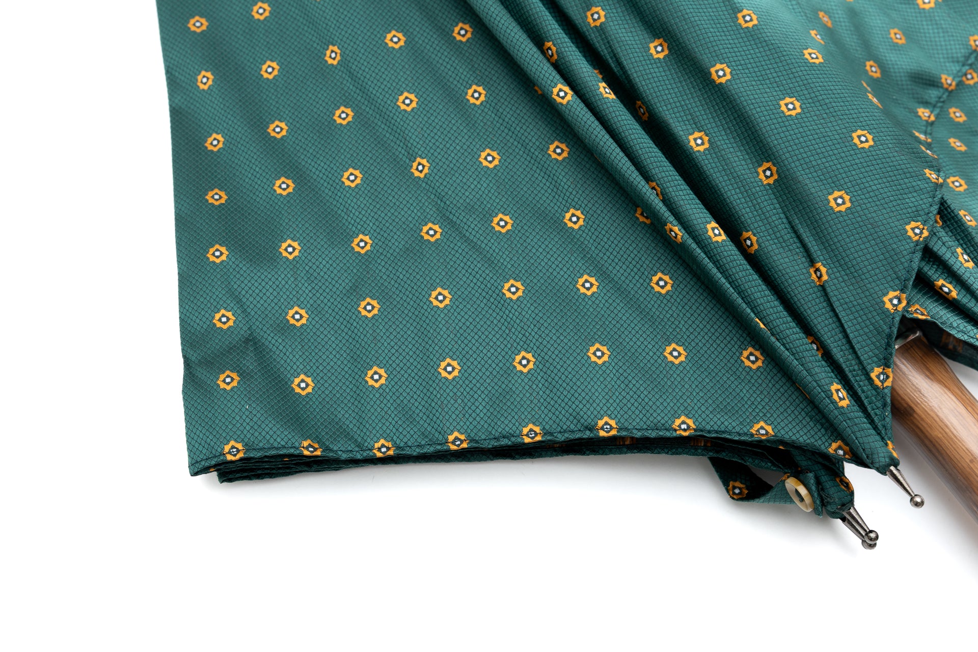 Mario Talarico Umbrella in Petrol Green with Chestnut Wood Pattern