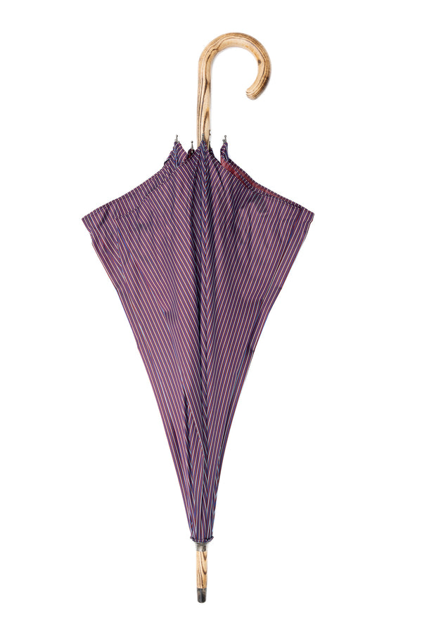 Mario Talarico Purple Striped Umbrella in Hickory Wood