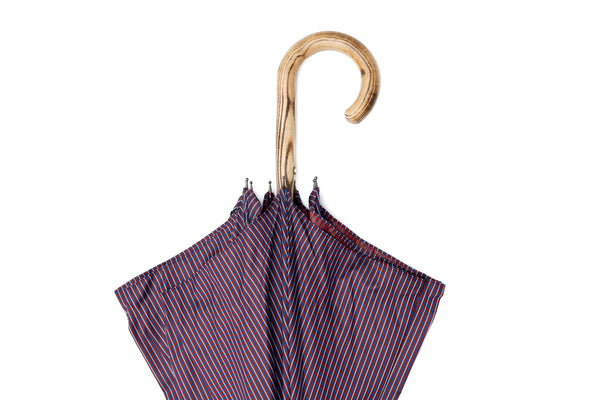 Mario Talarico Purple Striped Umbrella in Hickory Wood
