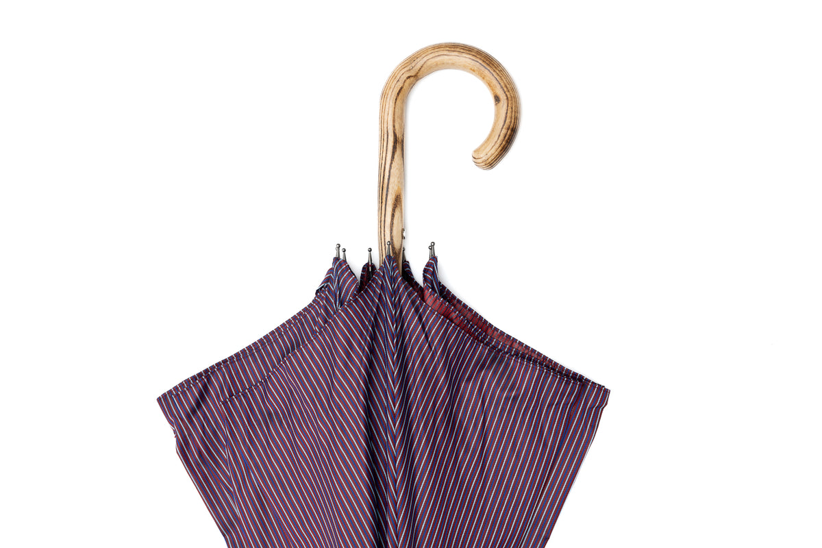 Mario Talarico Purple Striped Umbrella in Hickory Wood