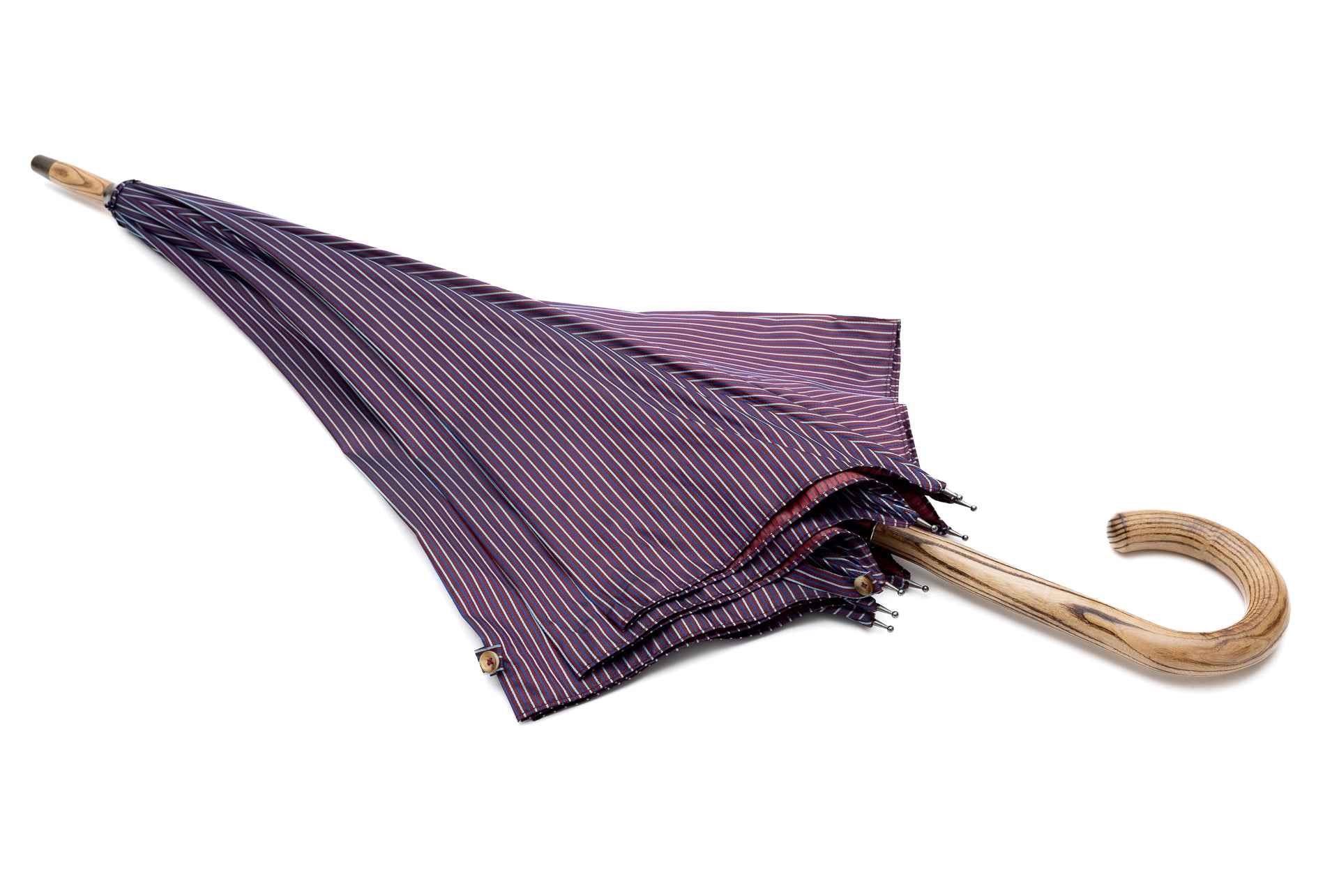 Mario Talarico Purple Striped Umbrella in Hickory Wood