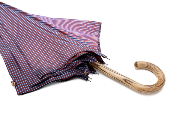 Mario Talarico Purple Striped Umbrella in Hickory Wood